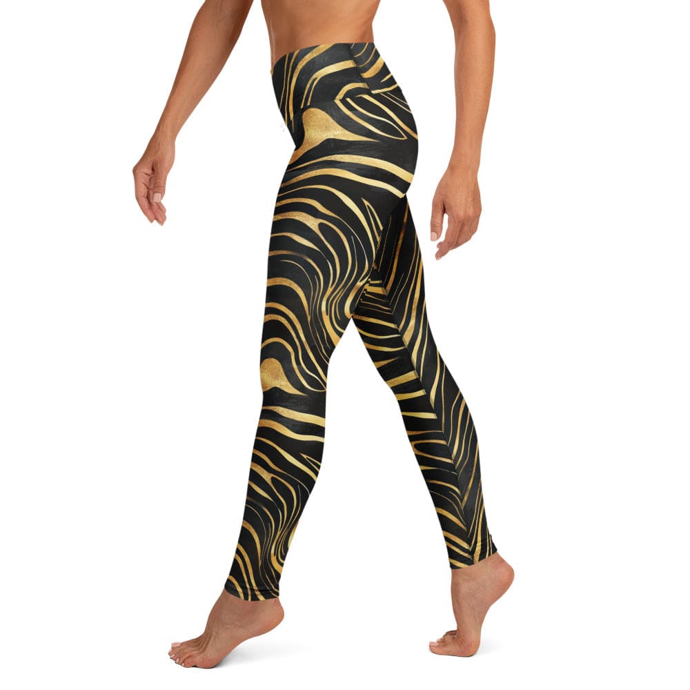 Golden Print Waves Yoga Leggings