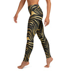 Golden Print Waves Yoga Leggings