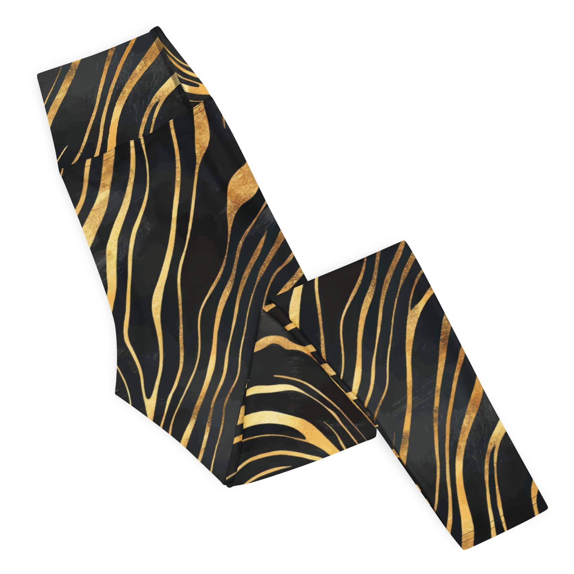 Golden Print Waves Yoga Leggings