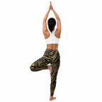 Golden Print Waves Yoga Leggings
