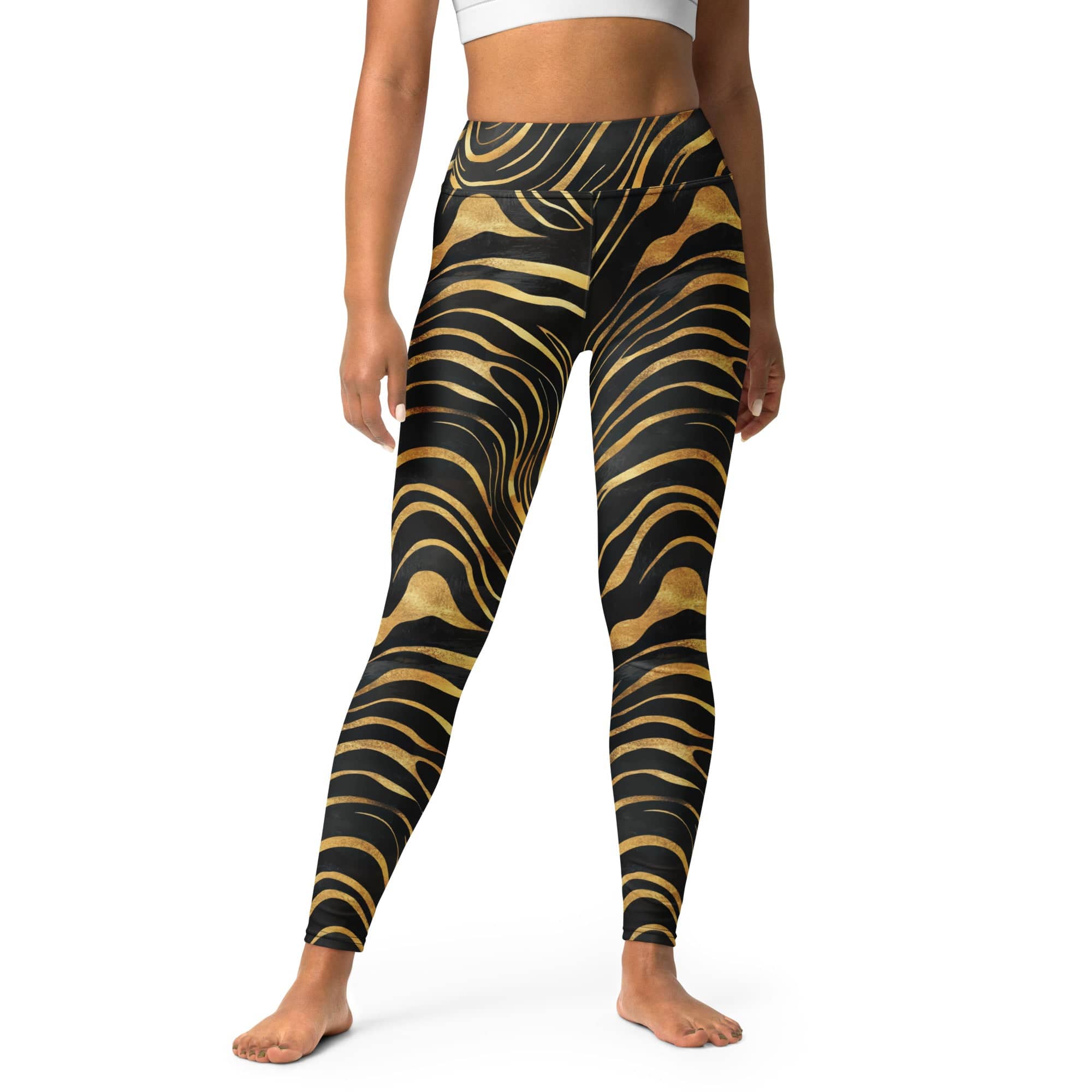 Golden Print Waves Yoga Leggings