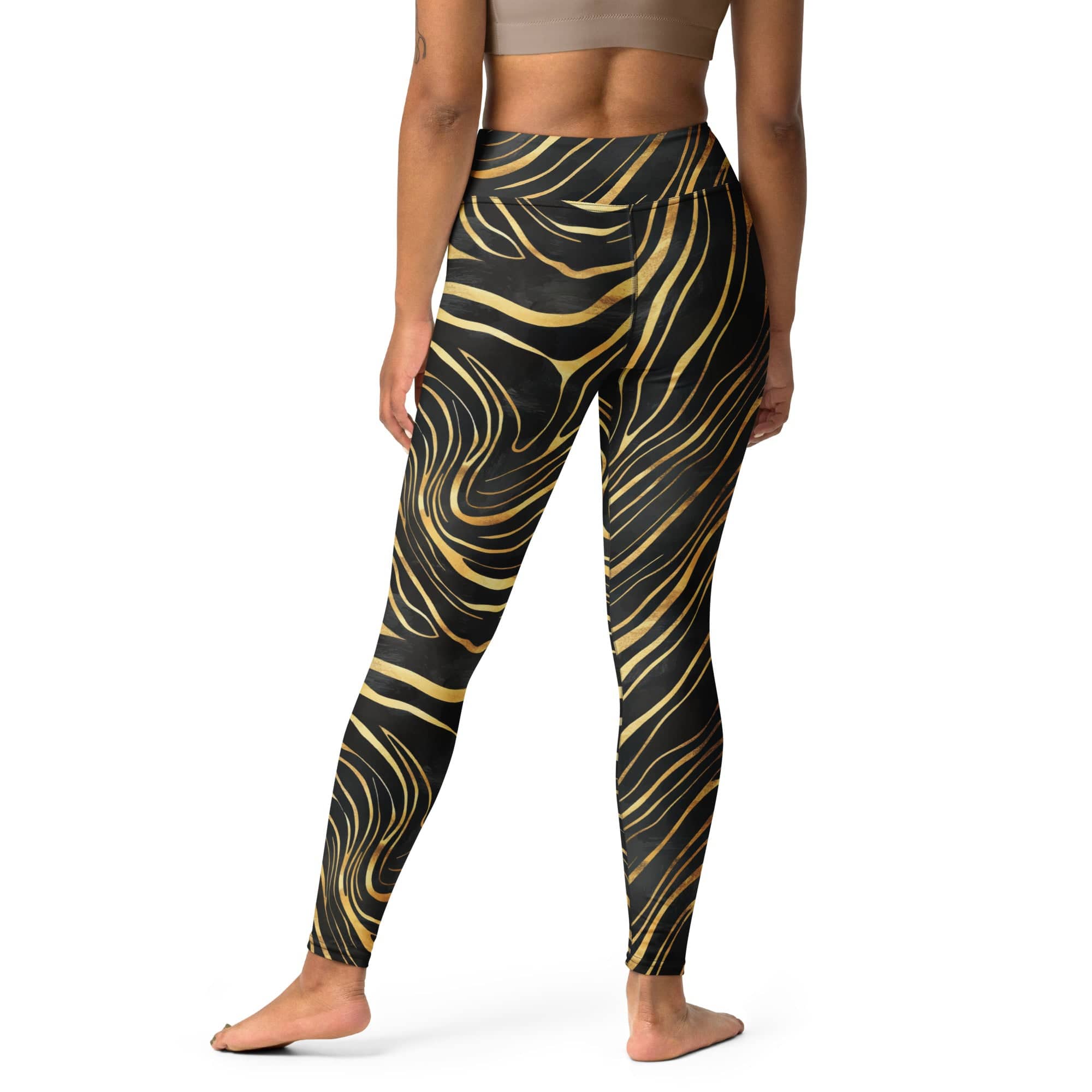 Golden Print Waves Yoga Leggings
