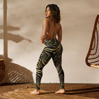 Golden Print Waves Yoga Leggings