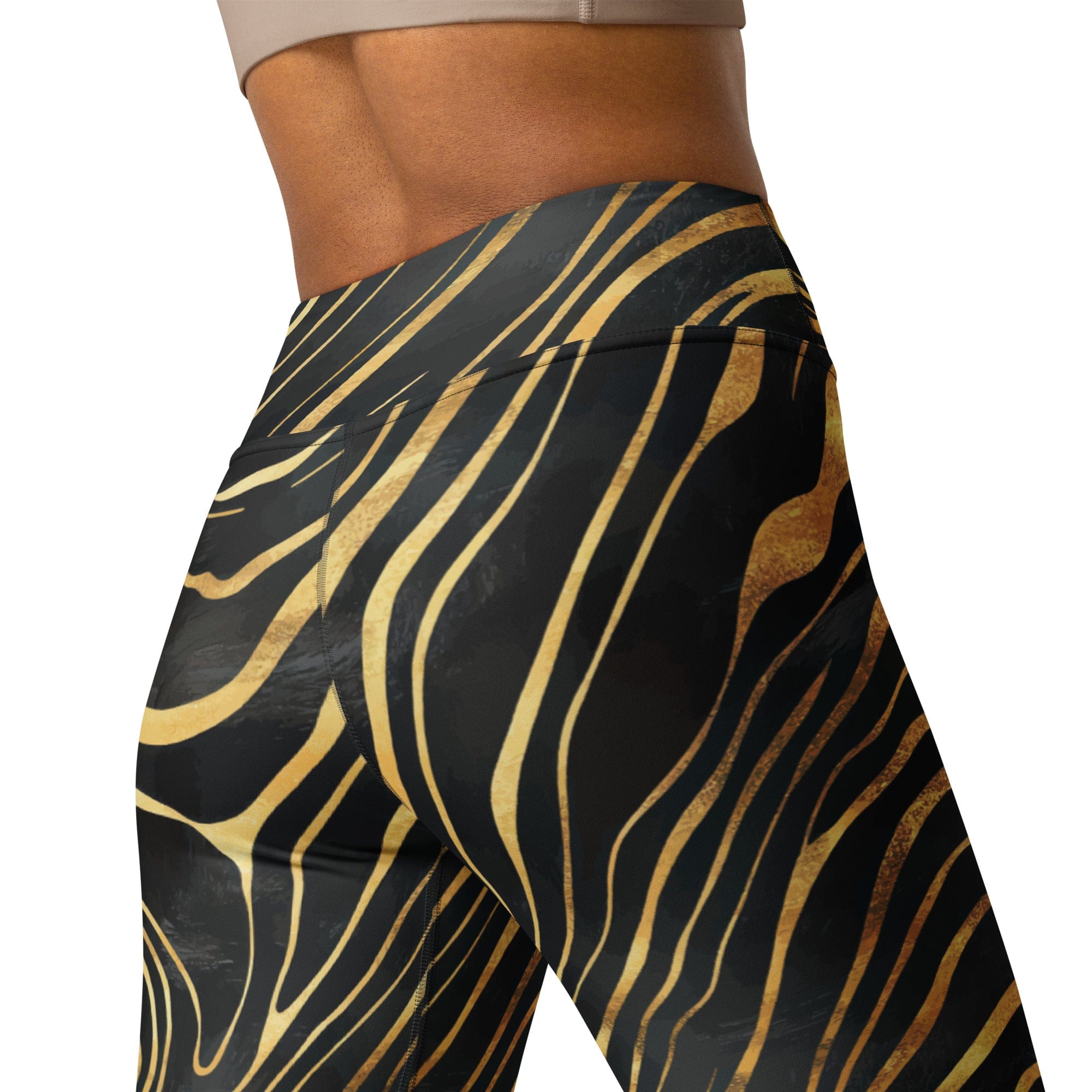 Golden Print Waves Yoga Leggings