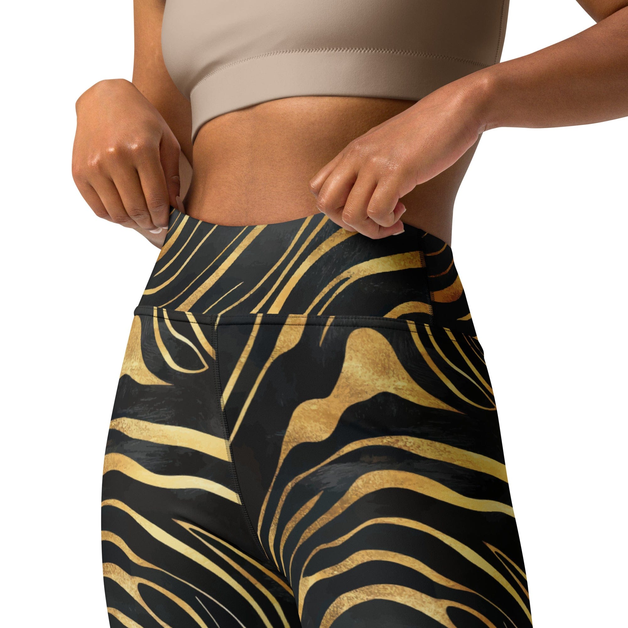 Golden Print Waves Yoga Leggings