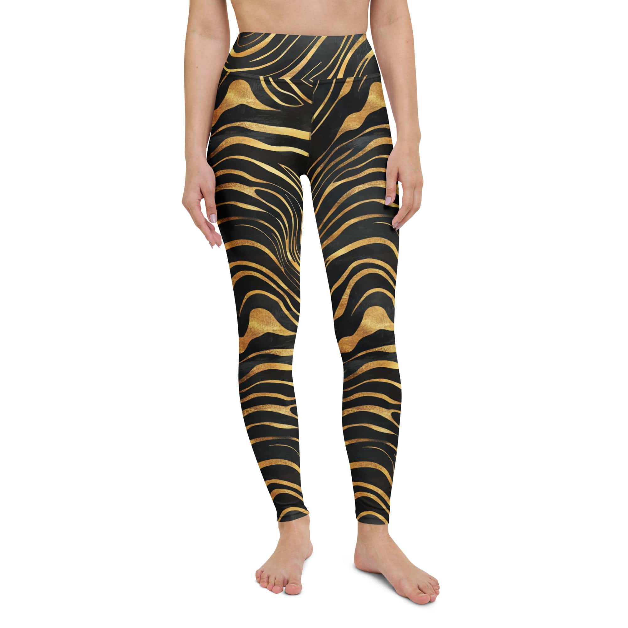 Golden Print Waves Yoga Leggings