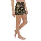 Golden Print Waves Yoga Shorts