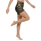 Golden Print Waves Yoga Shorts