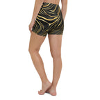 Golden Print Waves Yoga Shorts