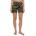 Golden Print Waves Yoga Shorts