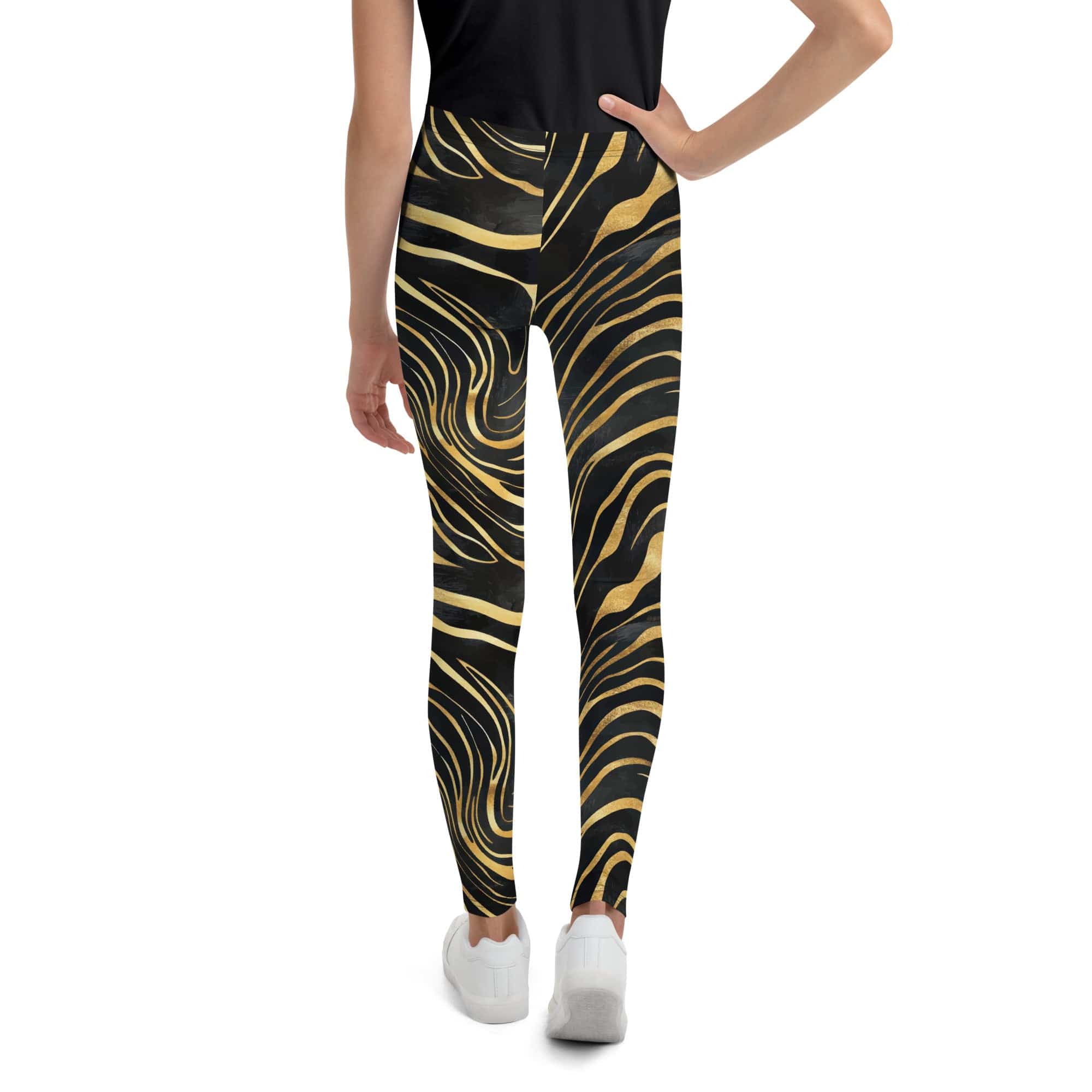 Golden Print Waves Youth Leggings