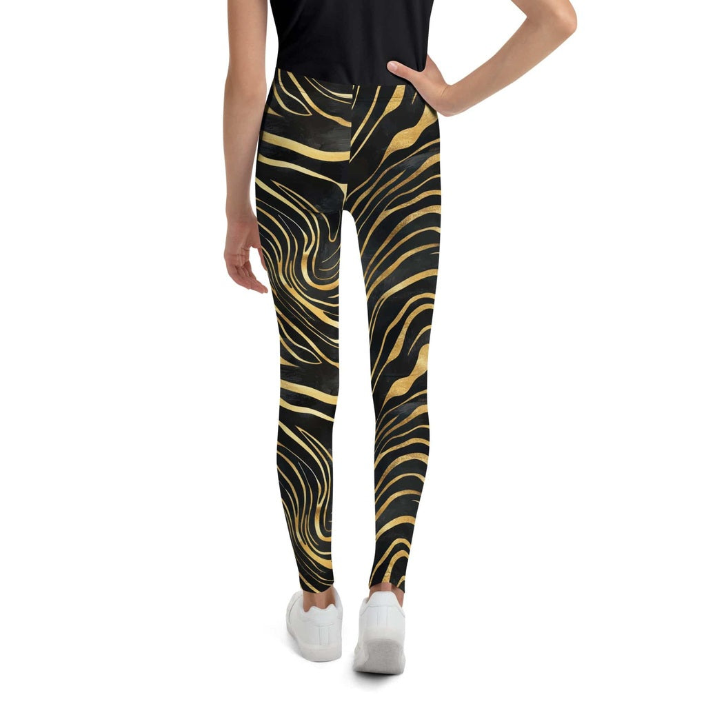 Golden Print Waves Youth Leggings