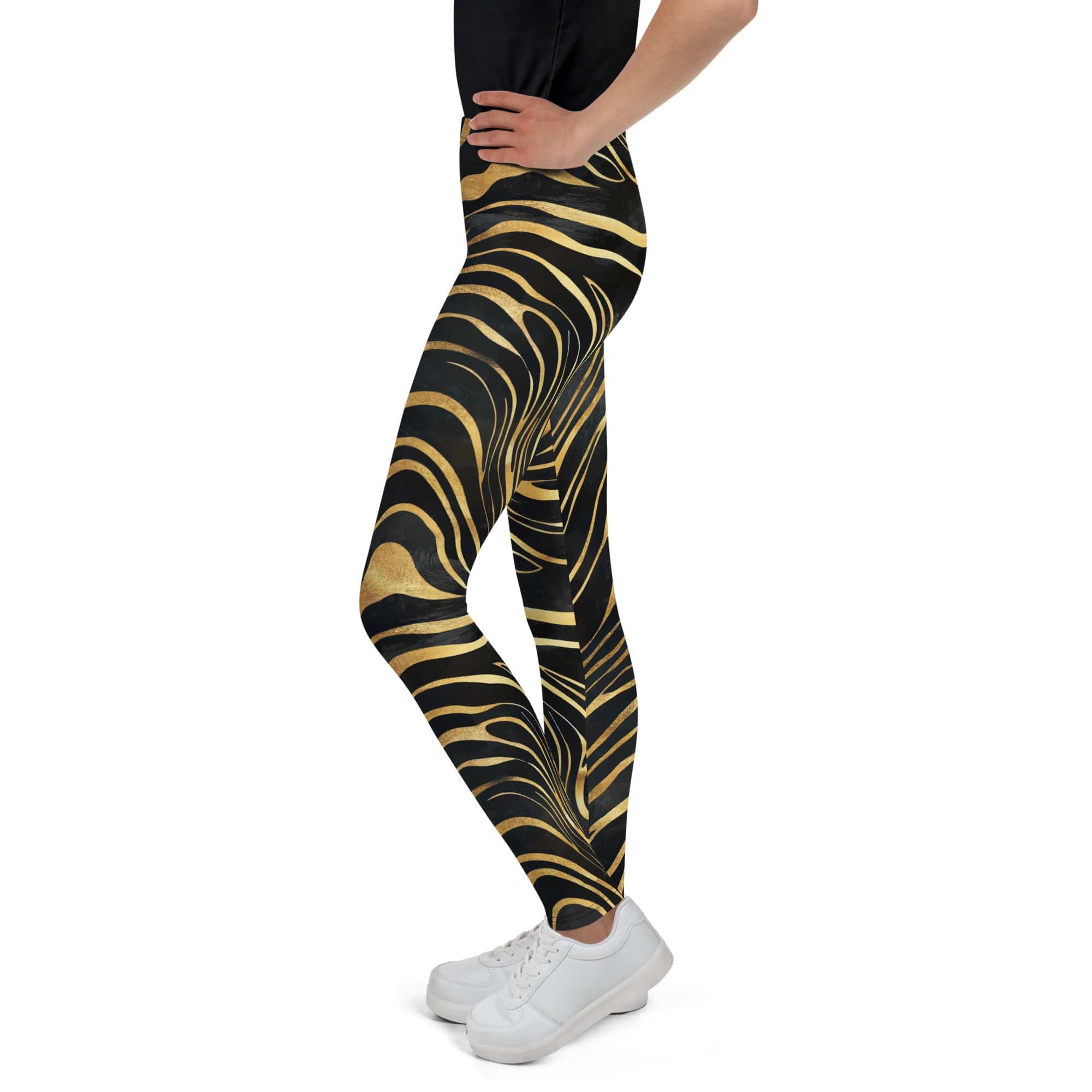 Golden Print Waves Youth Leggings
