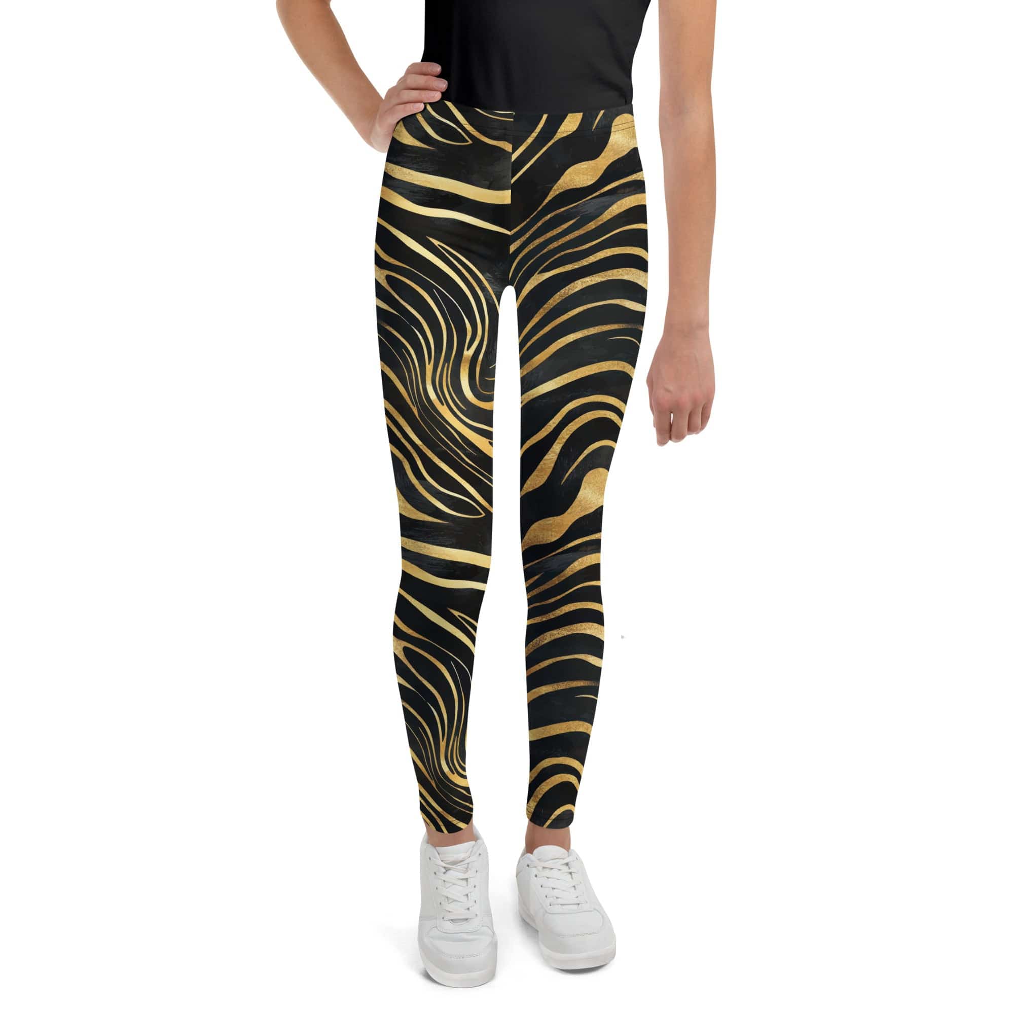 Golden Print Waves Youth Leggings