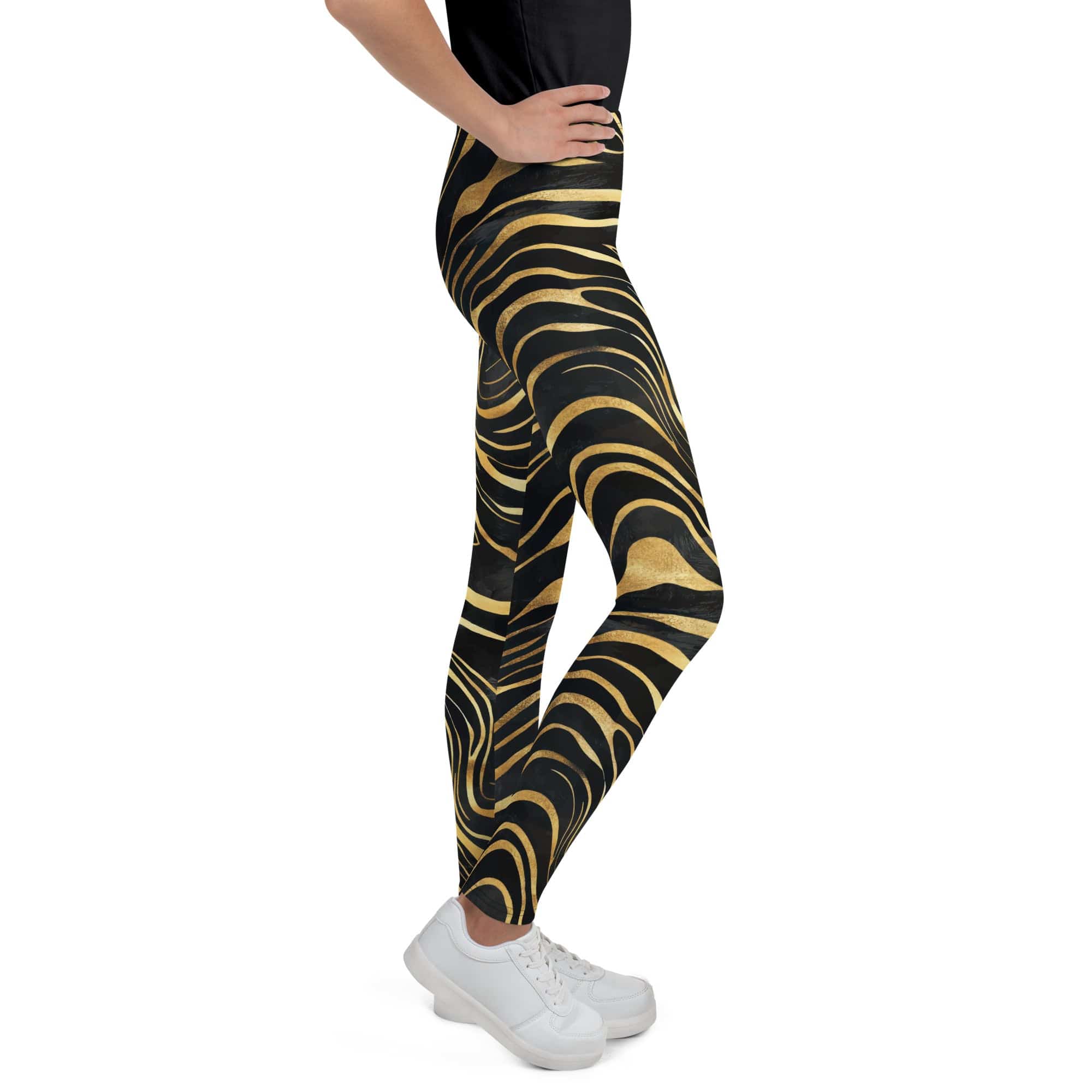 Golden Print Waves Youth Leggings