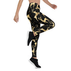 Golden Reindeers Print Leggings