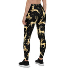 Golden Reindeers Print Leggings