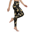 Golden Reindeers Print Yoga Leggings