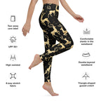 Golden Reindeers Print Yoga Leggings