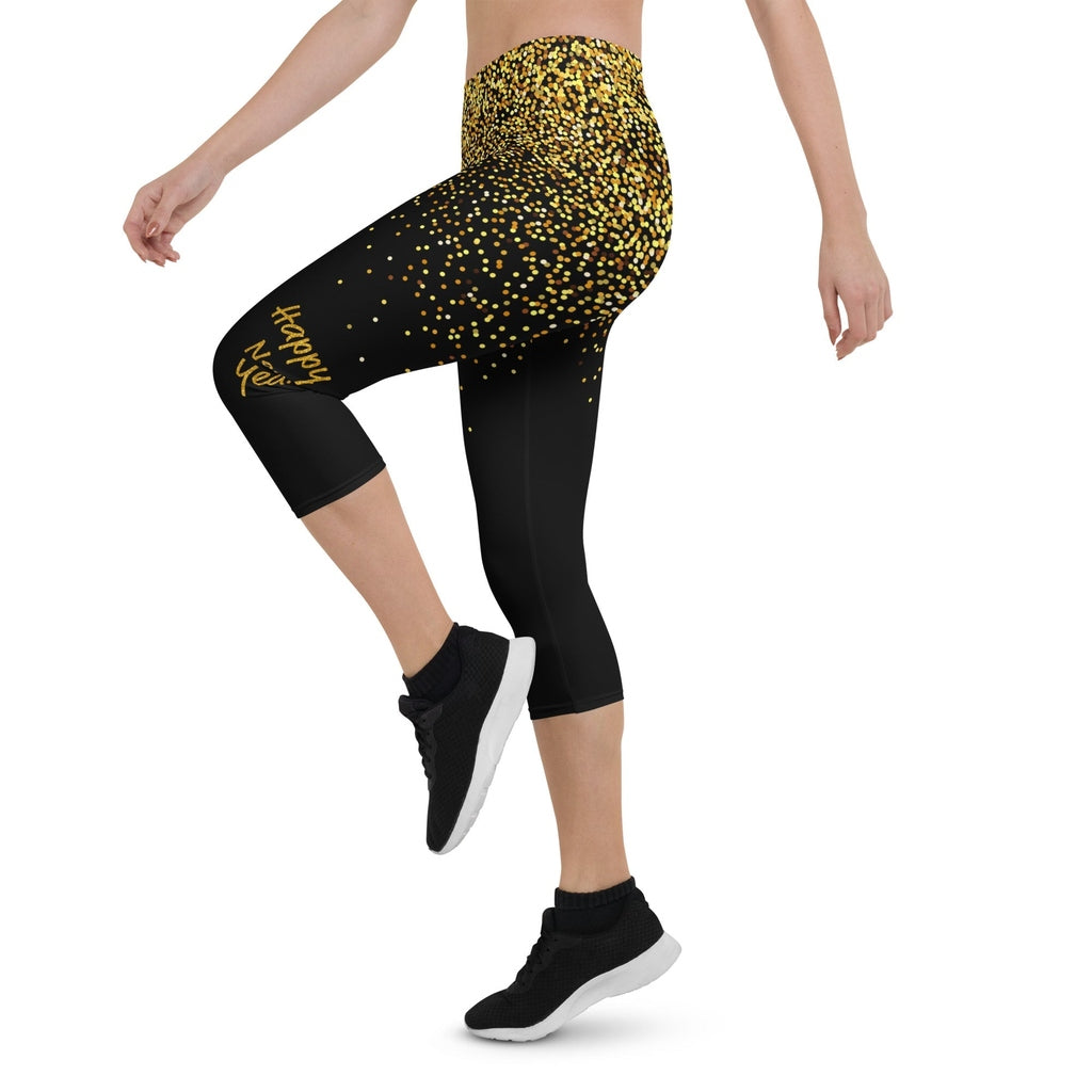 Golden Sparkly Print New Year Capris