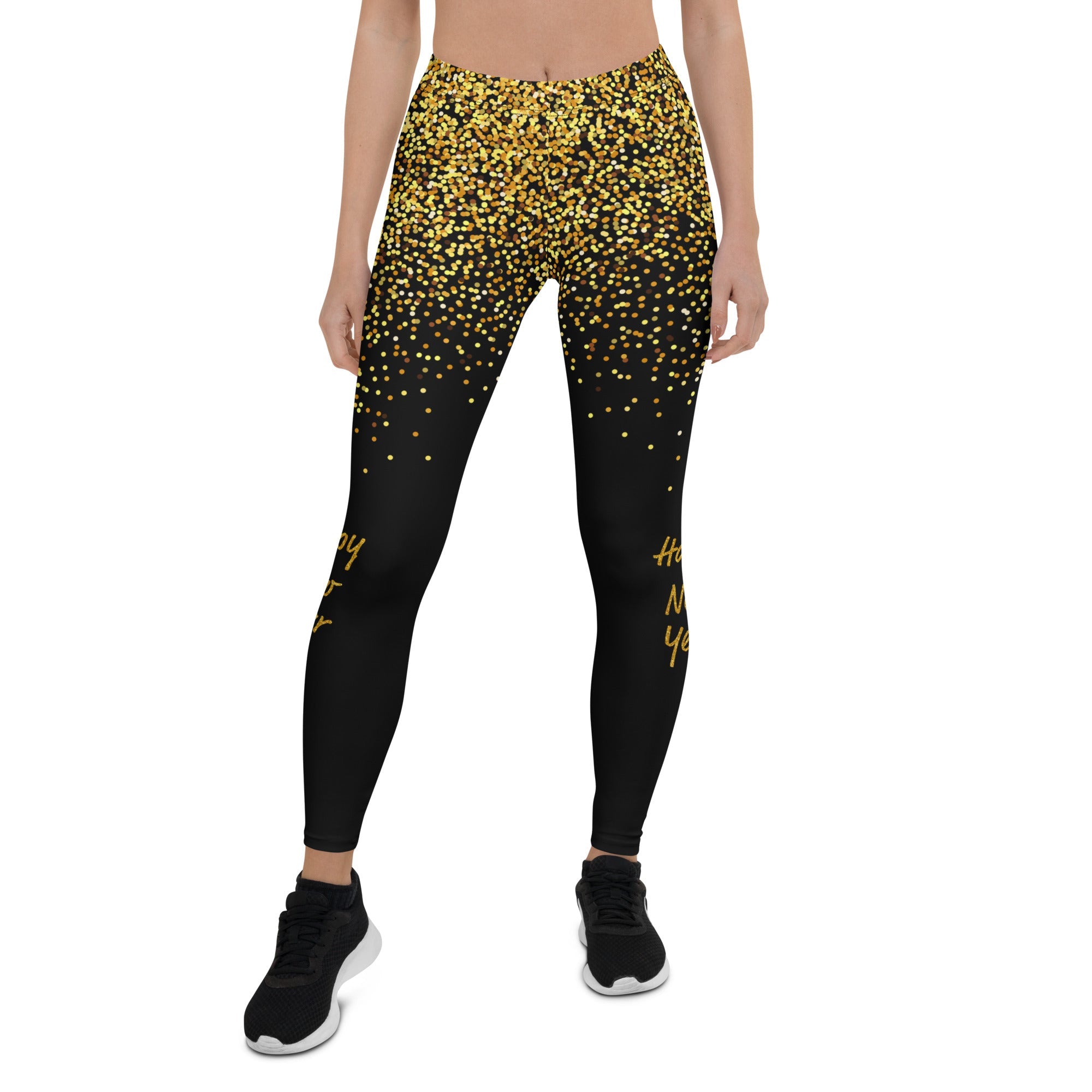 Golden Sparkly Print New Year Leggings