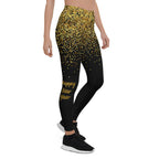 Golden Sparkly Print New Year Leggings