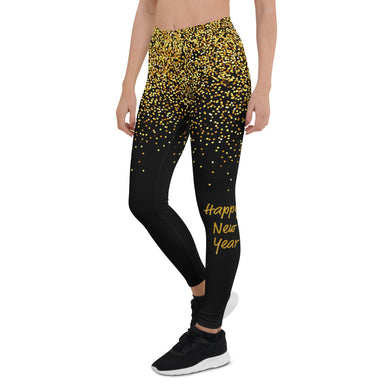 Golden Sparkly Print New Year Leggings