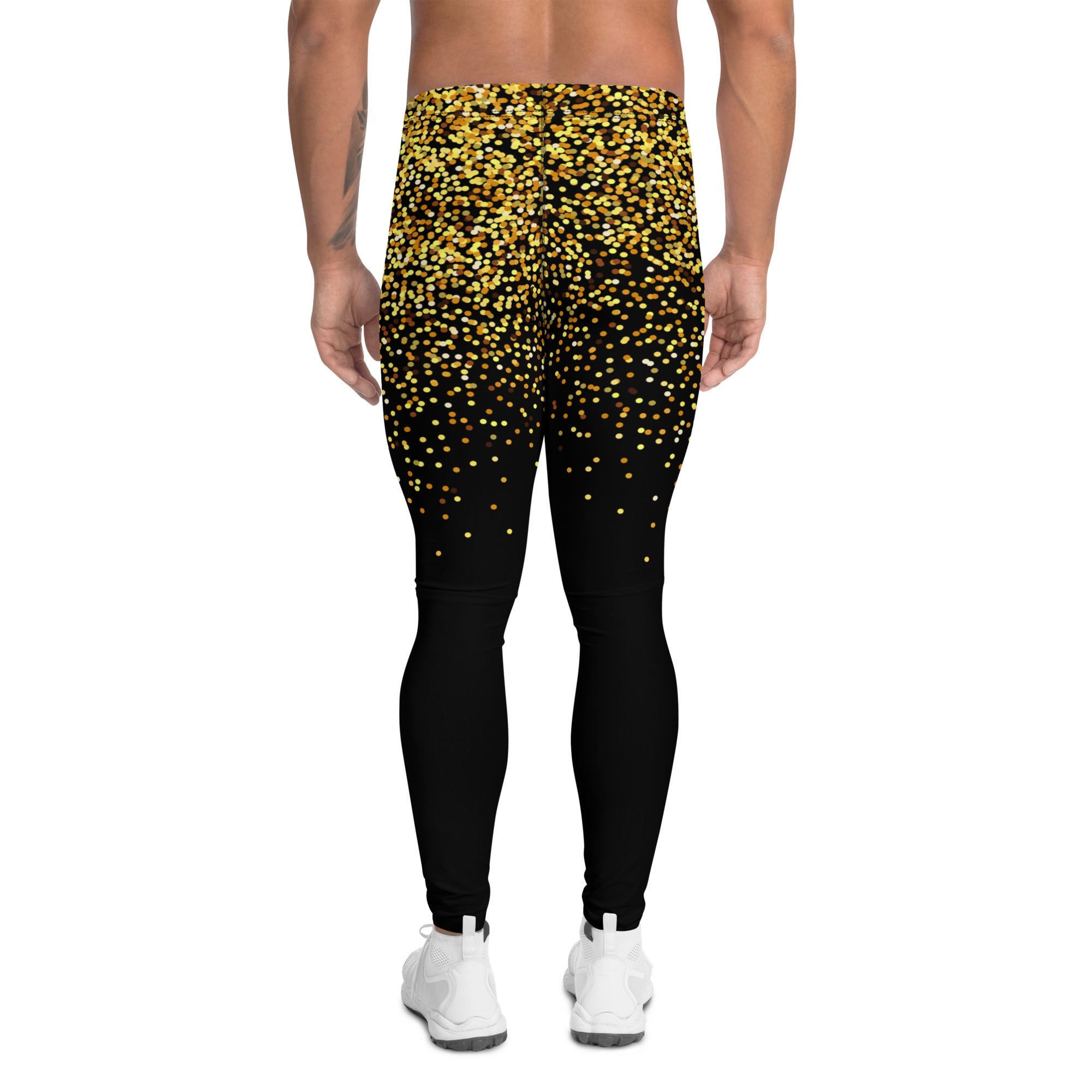 Golden Sparkly Print New Year Men's Leggings