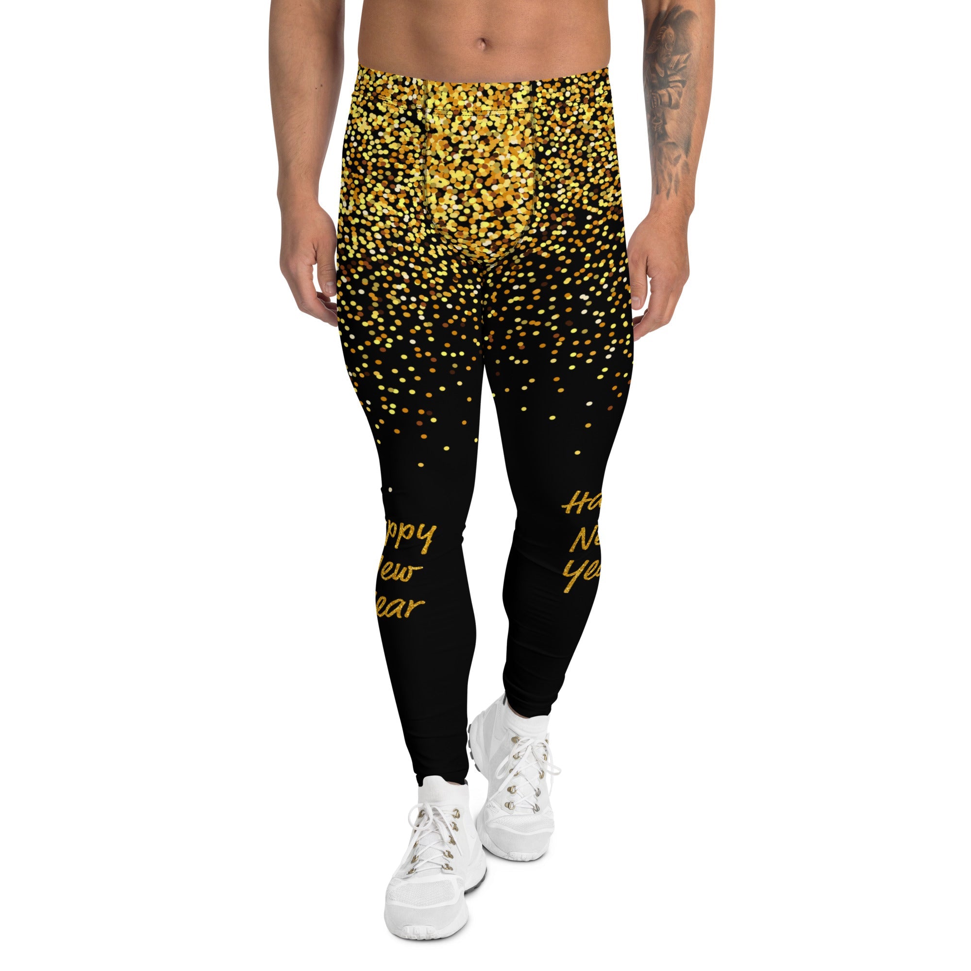 Golden Sparkly Print New Year Men's Leggings