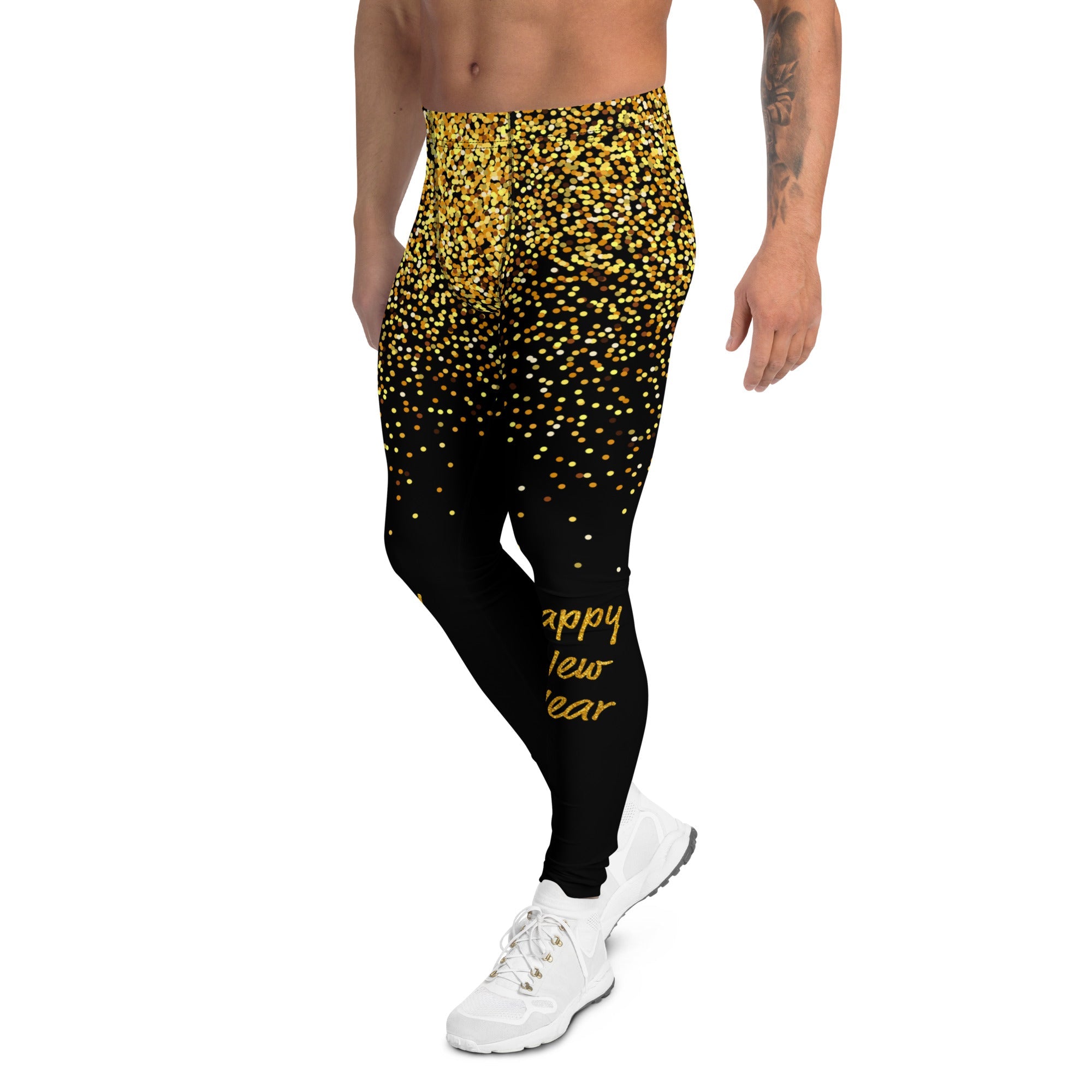 Golden Sparkly Print New Year Men's Leggings