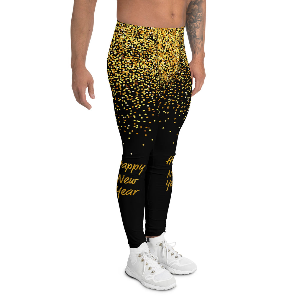 Golden Sparkly Print New Year Men's Leggings