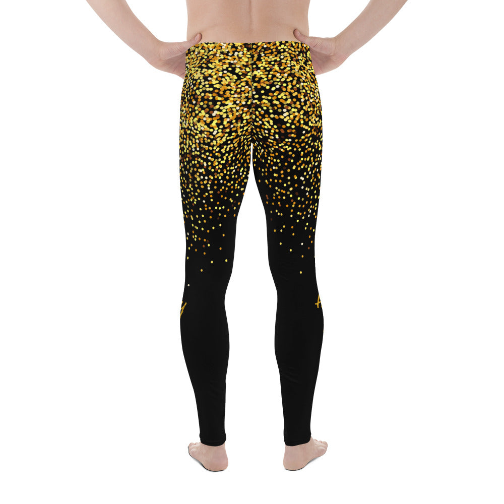 Golden Sparkly Print New Year Men's Leggings