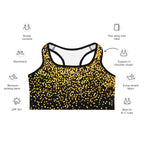 Golden Sparkly Print New Year Sports Bra