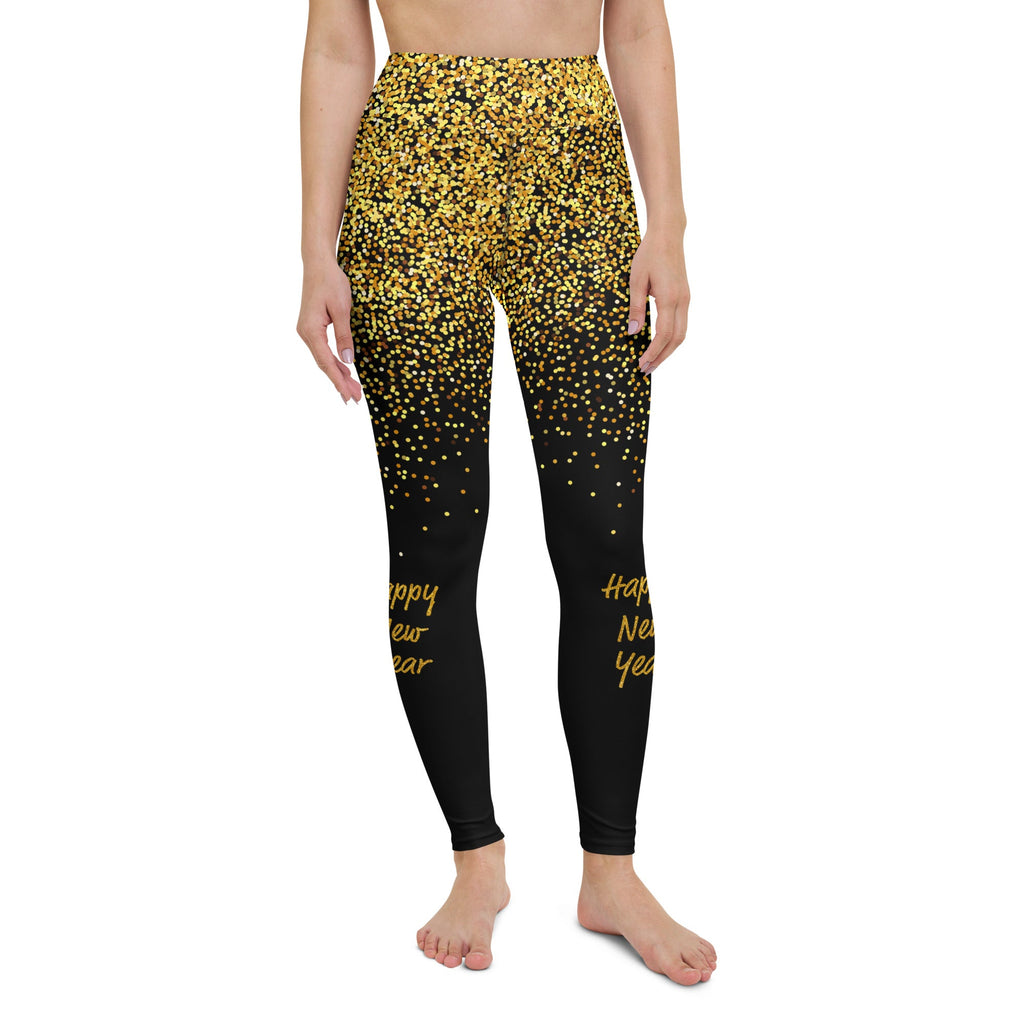 Golden Sparkly Print New Year Yoga Leggings