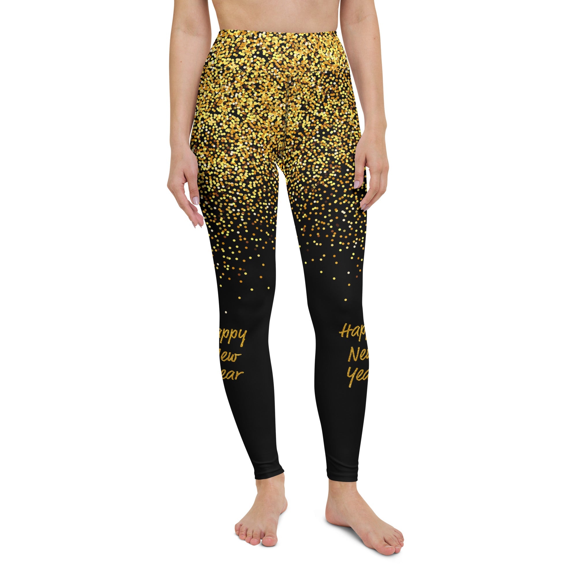 Golden Sparkly Print New Year Yoga Leggings