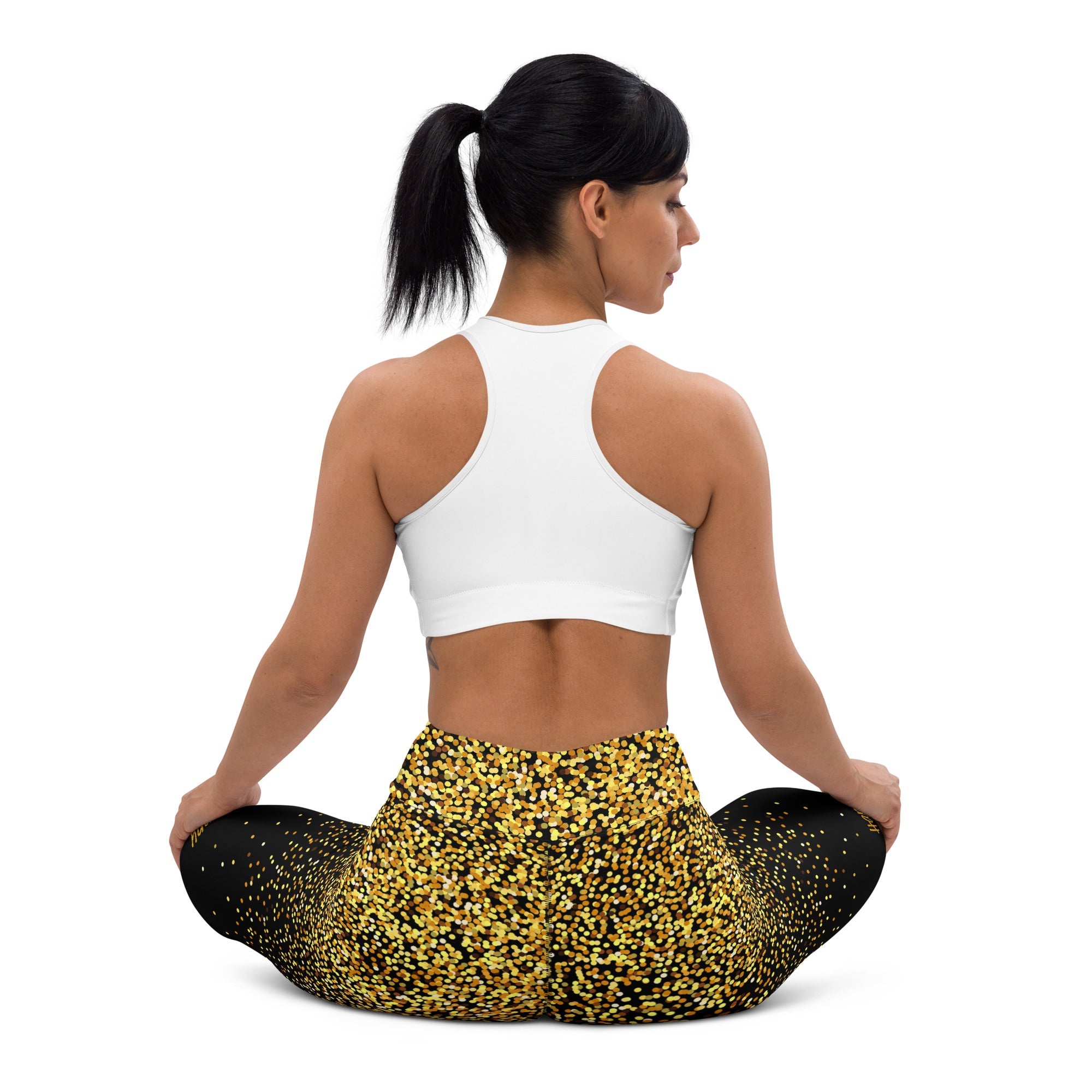 Golden Sparkly Print New Year Yoga Leggings