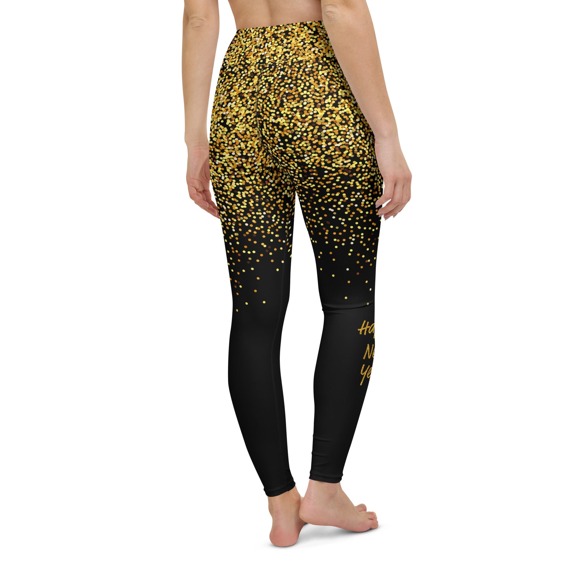 Golden Sparkly Print New Year Yoga Leggings