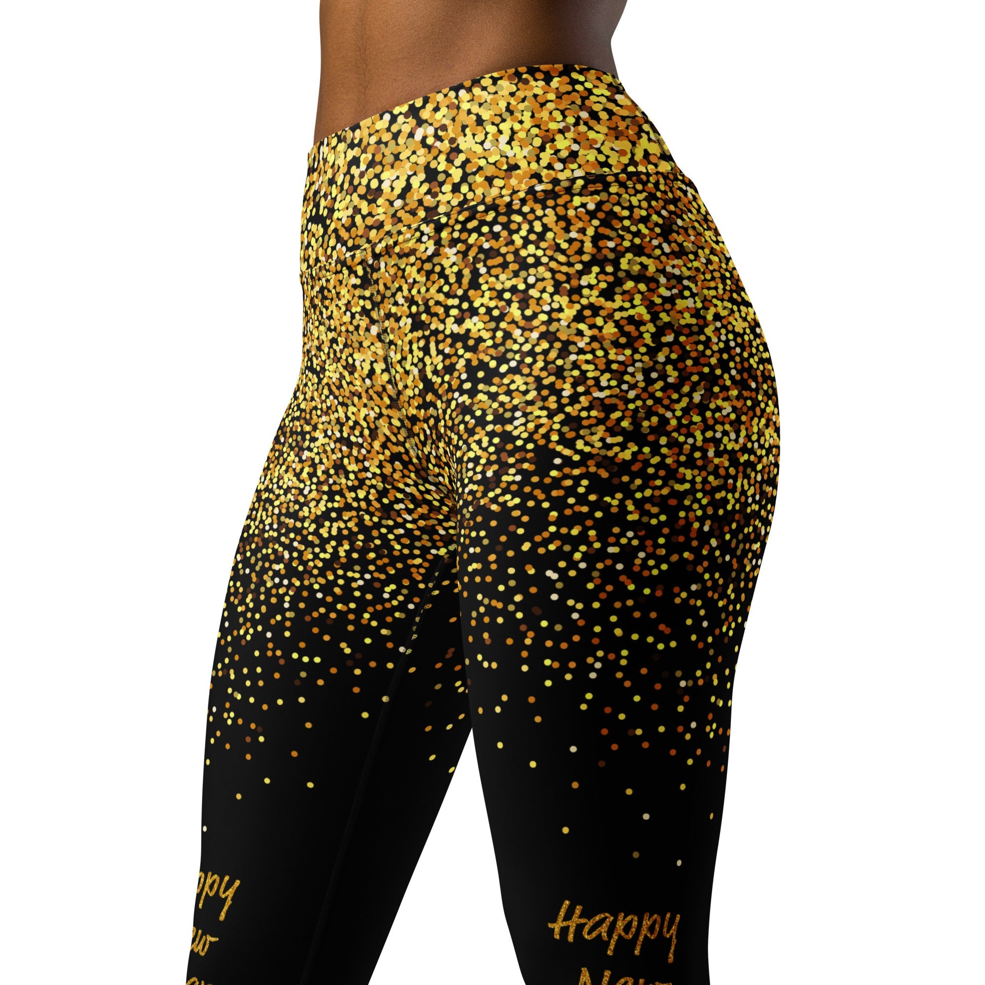 Golden Sparkly Print New Year Yoga Leggings