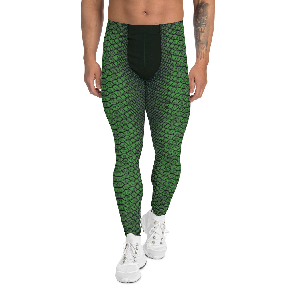 Green Crocodile Pattern Men's Leggings