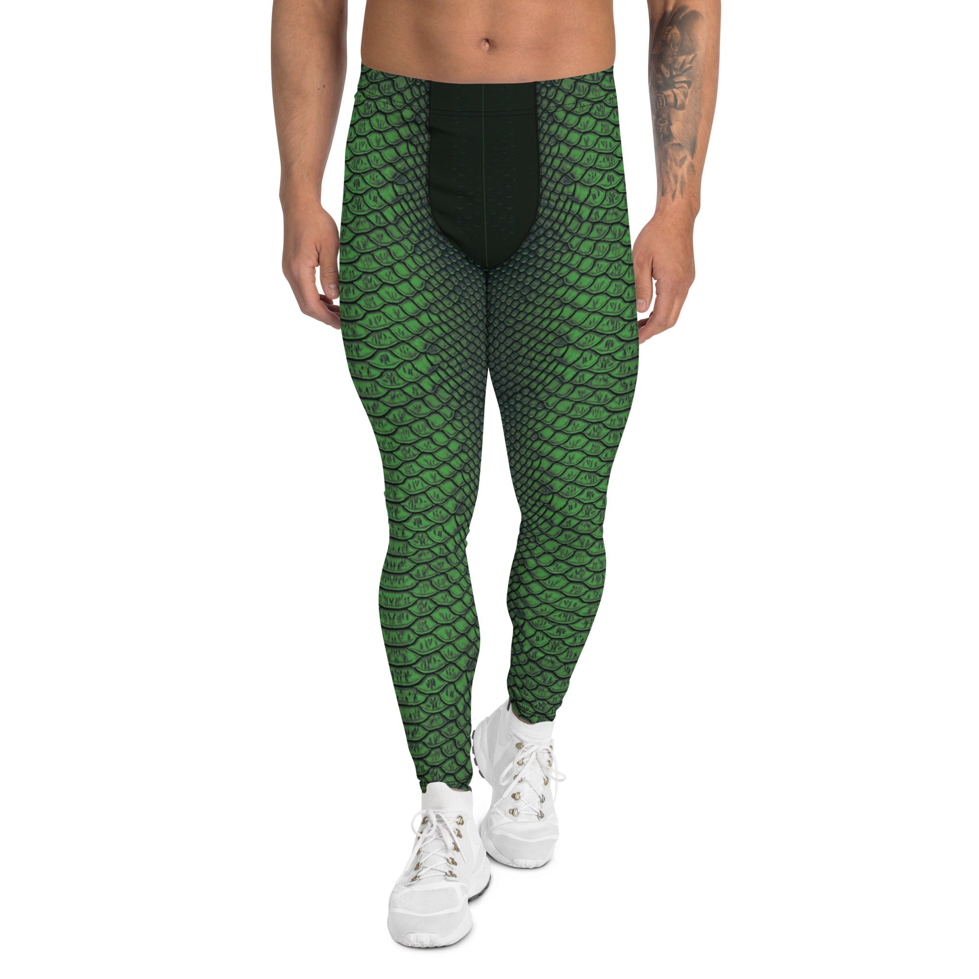 Green Crocodile Pattern Men's Leggings