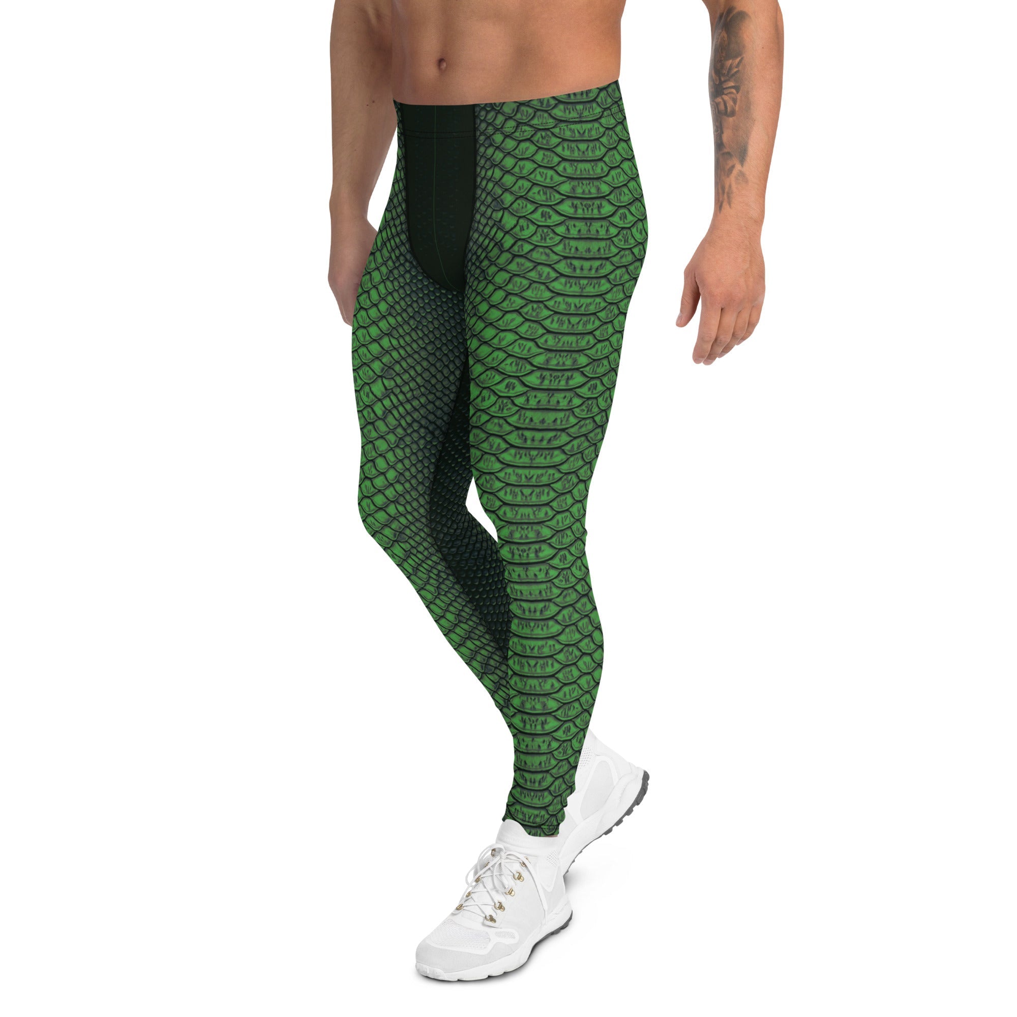 Green Crocodile Pattern Men's Leggings