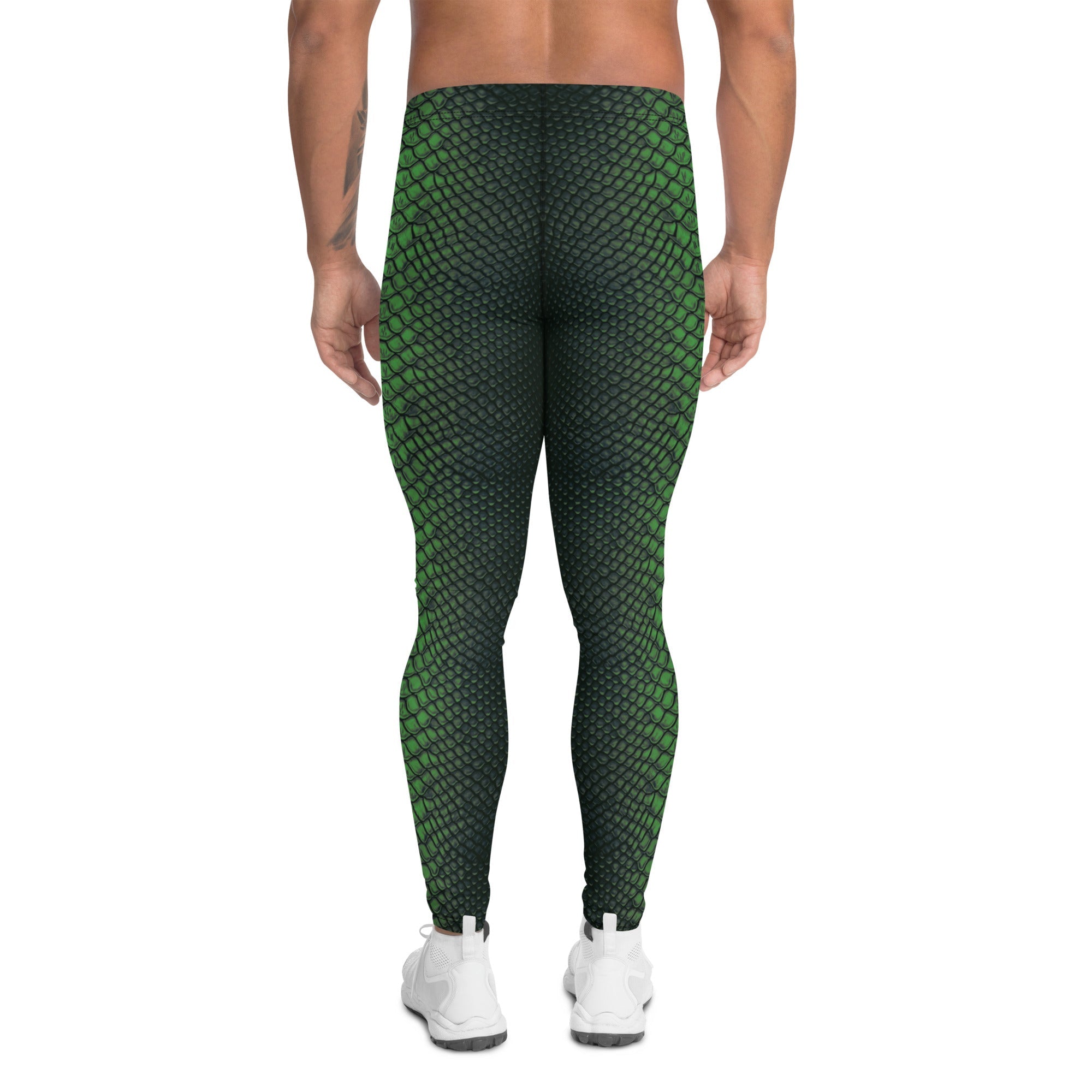 Green Crocodile Pattern Men's Leggings