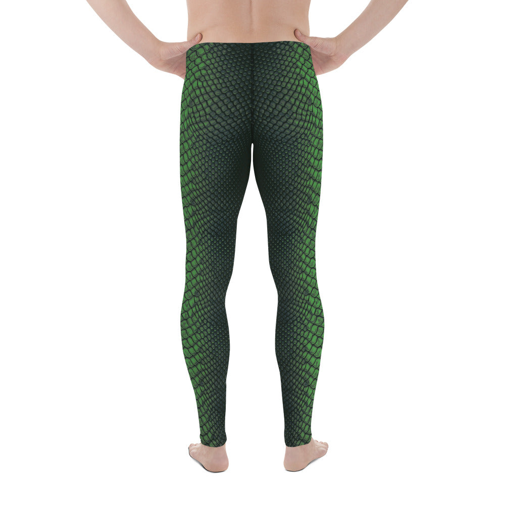 Green Crocodile Pattern Men's Leggings