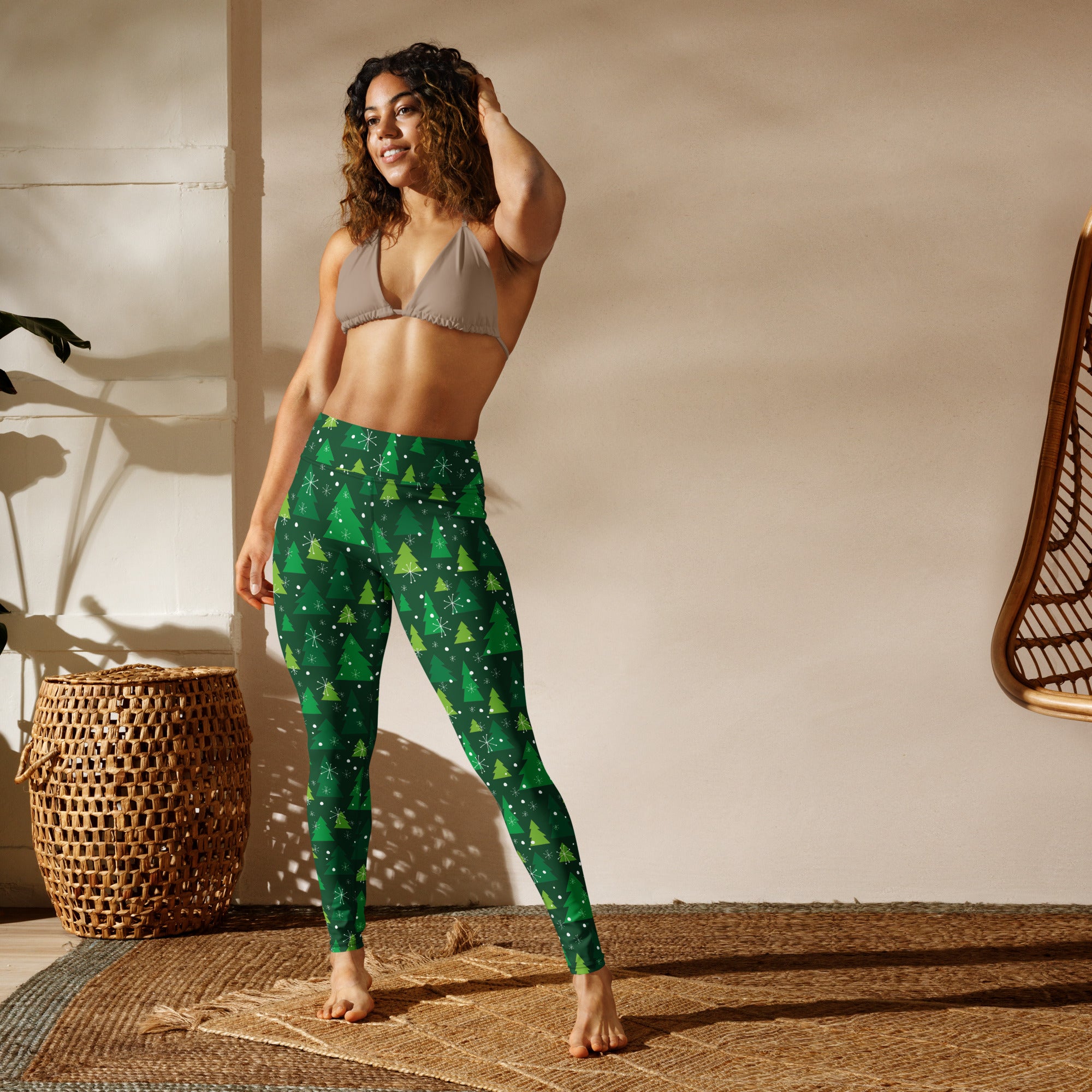 Green Forest Christmas Yoga Leggings