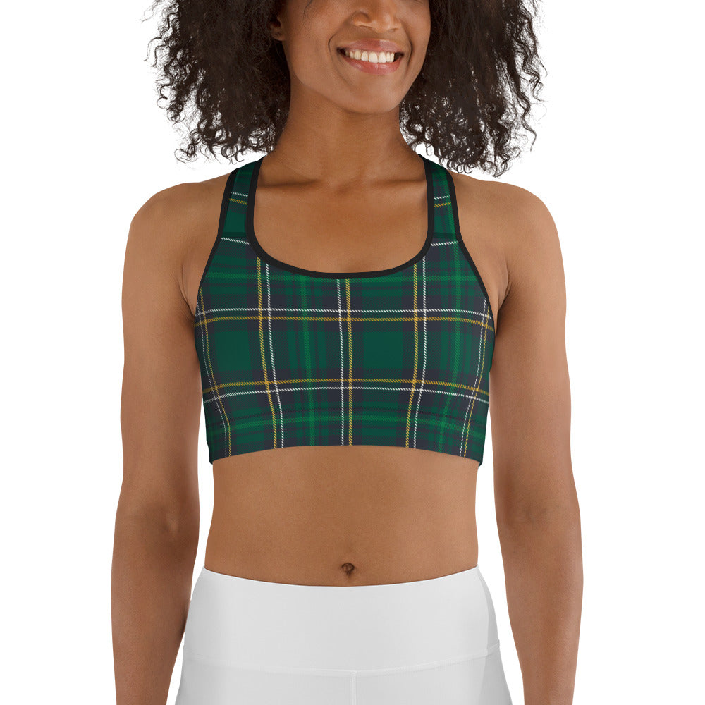 Green Irish Plaid Sports Bra