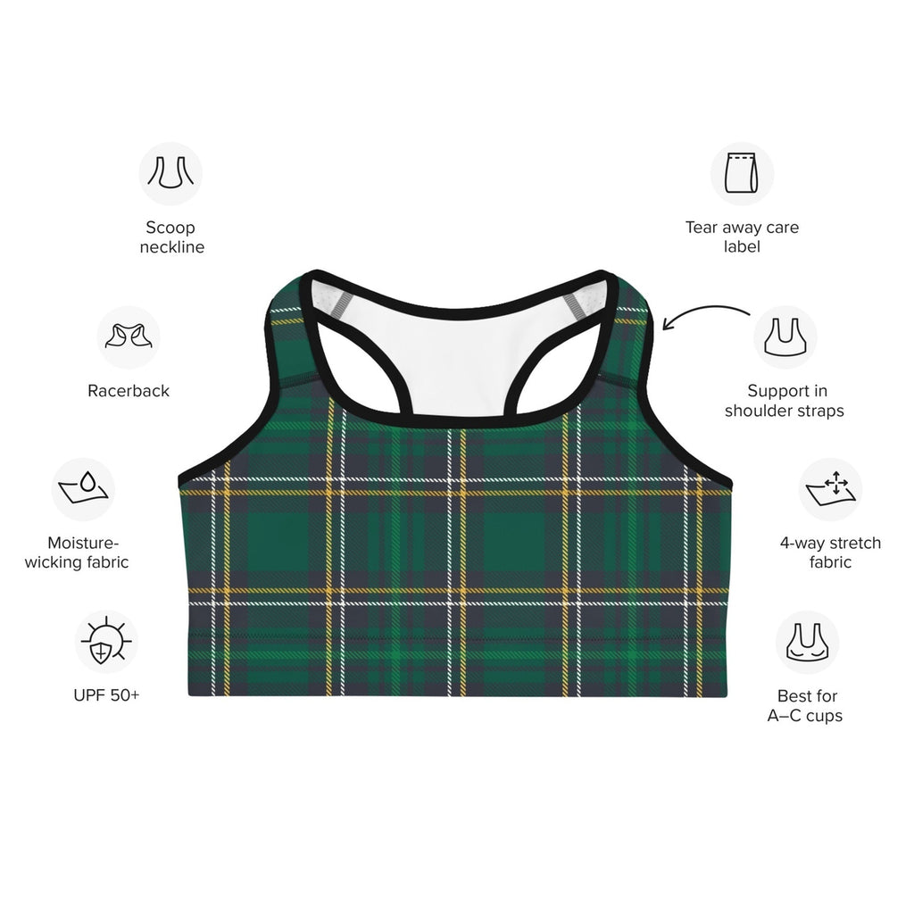 Green Irish Plaid Sports Bra