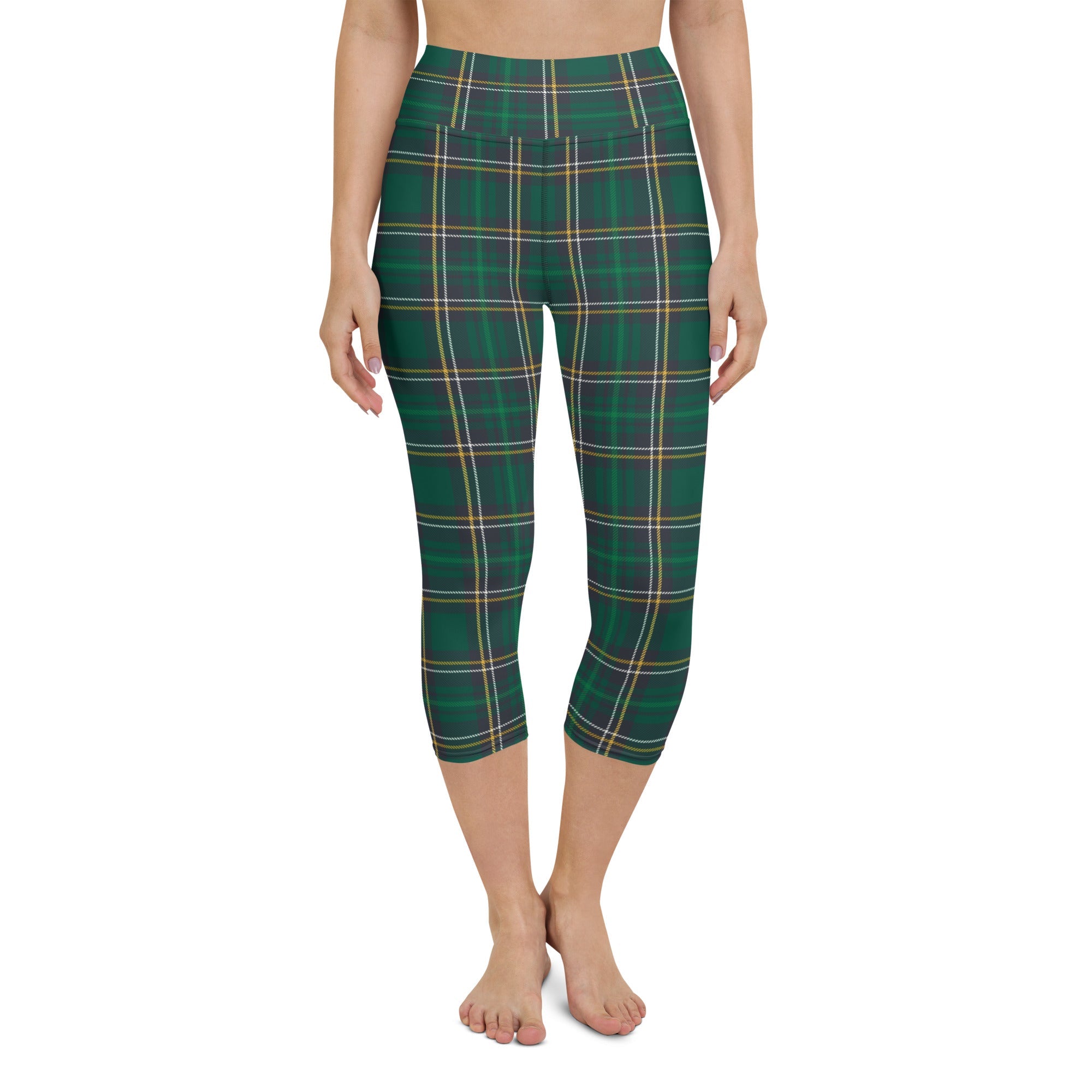 Green Irish Plaid Yoga Capris