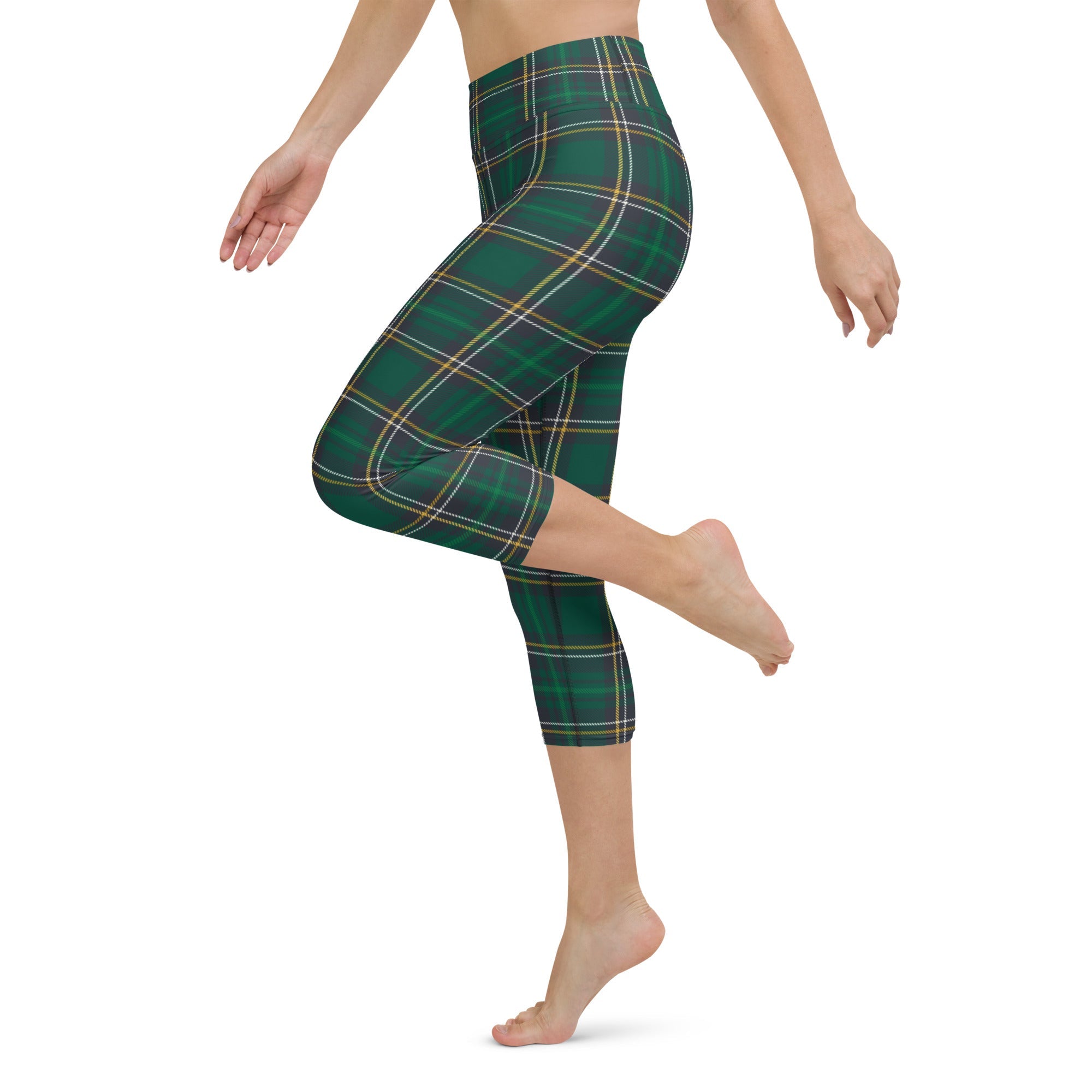 Green Irish Plaid Yoga Capris