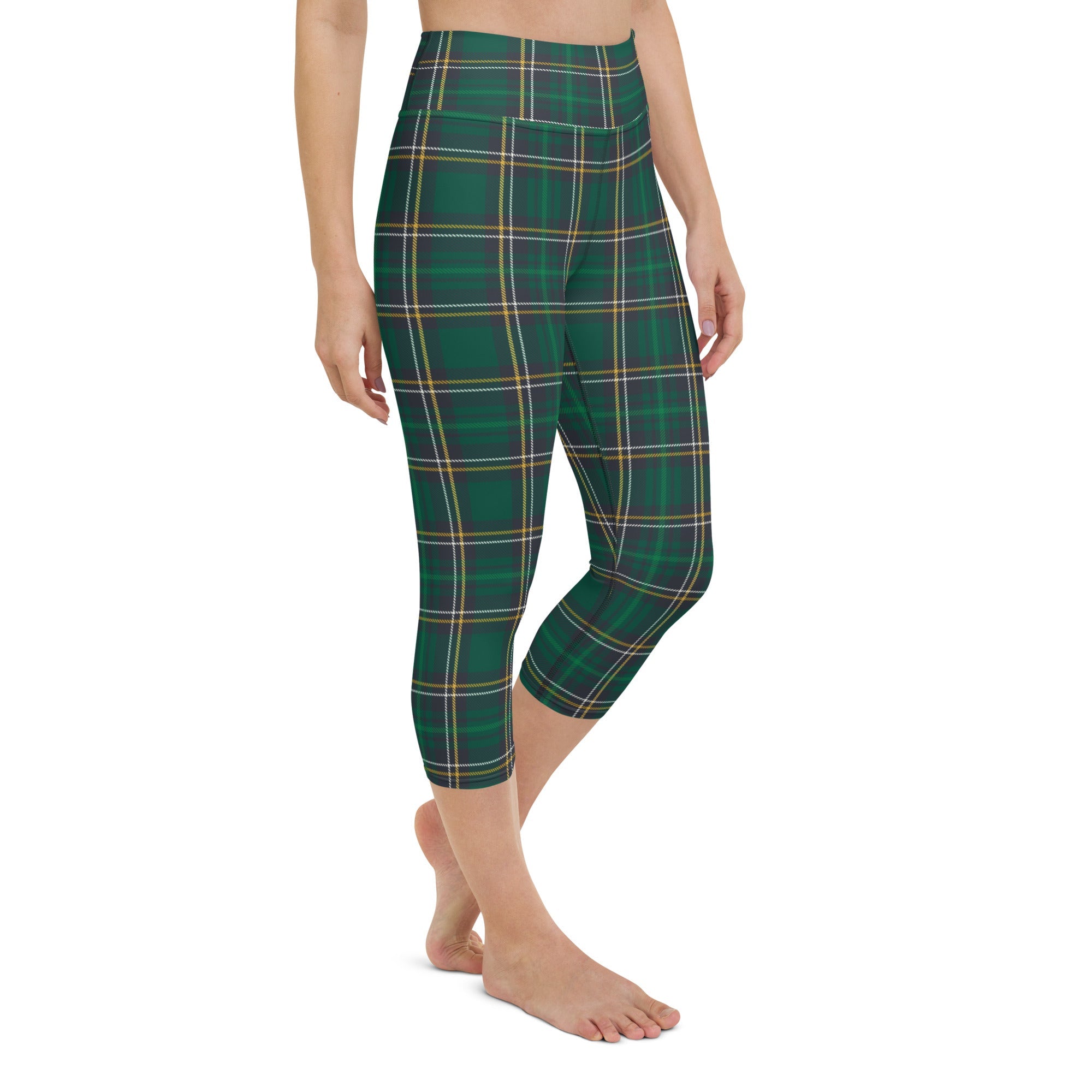 Green Irish Plaid Yoga Capris