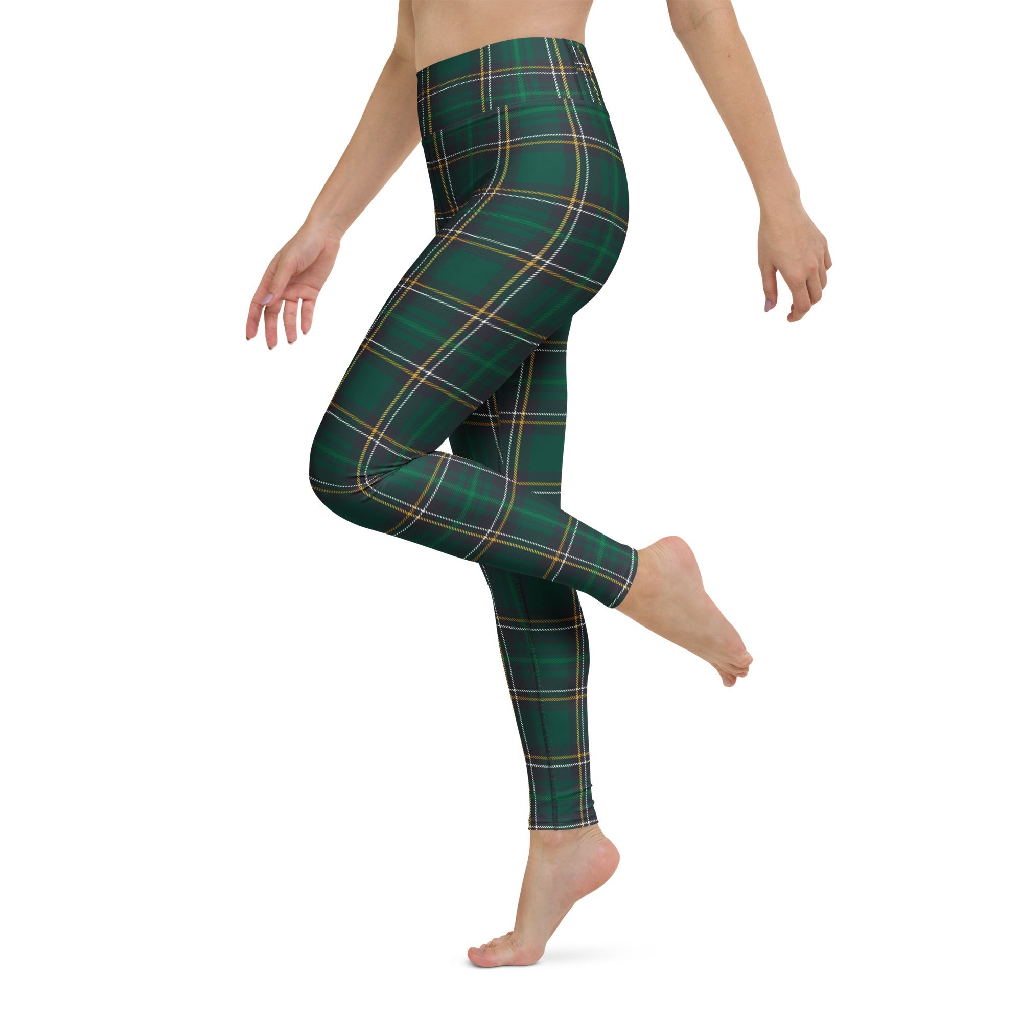 Green Irish Plaid Yoga Leggings